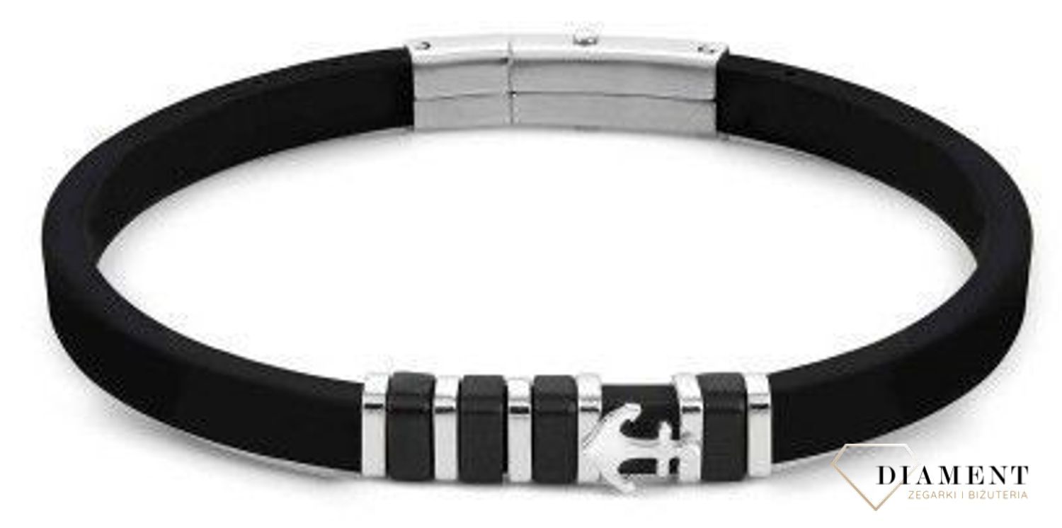 Bransoletka męska Nomination kauczuk z kotwicą kolekcji CIty 028802 002. Bransoletka w kolorze czarnym wykonana z kauczuku i stali szlachetnej 316L.  Czerń pasuje do każdego koloru..jpg